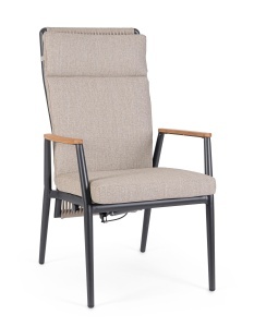 Fotoliu exterior maro/gri carbune din textil Flobert Bizzotto