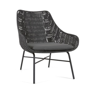 Fotoliu exterior negru din metal Abeli Kave Home