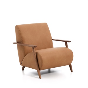 Fotoliu maro din piele Meghan Walnut Kave Home