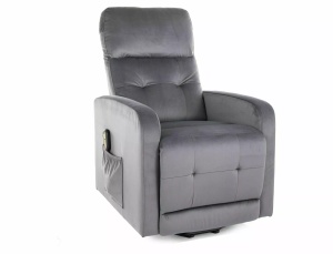 Fotoliu recliner gri din catifea Otus II The Home Collection
