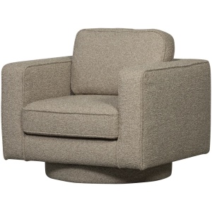 Fotoliu rotativ bej nisipiu din textil Lazy Boucle Woood