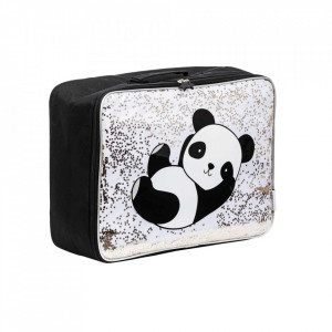 Geanta de voiaj alba/neagra din poliester Glitter Panda A Little Lovely Company