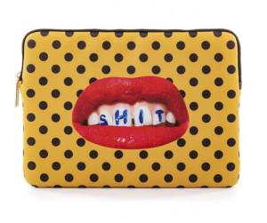 Geanta multicolora din poliester si poliuretan 25x34,5 cm pentru laptop Shit Toiletpaper Seletti