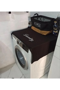 Husa pentru masina de spalat neagra din material textil Laundry The Home Collection