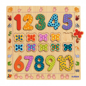 Joc tip puzzle multicolor din lemn Numbers Djeco
