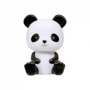 Lampa de veghe alba/neagra din PVC cu LED 19 cm Panda A Little Lovely Company