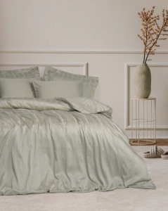Lenjerie pat bej din fibre naturale Bamboo Stripe Double The Home Collection