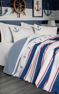 Lenjerie pat ecru din bumbac Brine Single The Home Collection