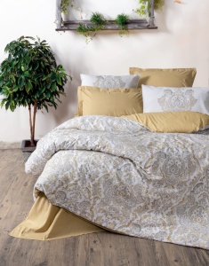 Lenjerie pat galben mustar din bumbac Najva Double The Home Collection
