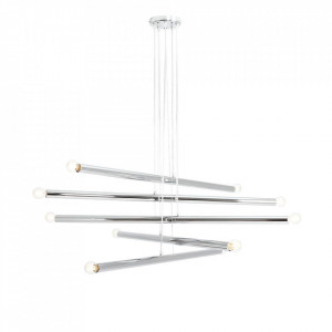 Lustra argintie din metal cu 10 becuri Tubo Quiet Object