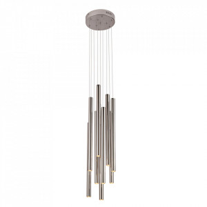 Lustra gri argintiu din plastic acrilic si inox cu 10 LED-uri Organic Medium Maxlight