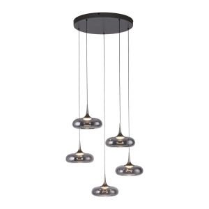 Lustra gri din metal cu 5 LED-uri Posh Zuma Line