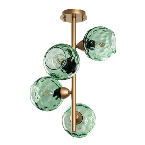 Lustra verde menta/aurie din metal cu 4 becuri Benek The Collection
