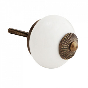 Maner alb/maro alama din ceramica 4 cm Osak Madam Stoltz