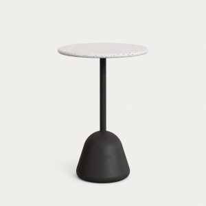 Masa bar exterior alba/neagra din ciment 70 cm Saura 99 Round Kave Home