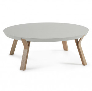 Masa cafea gri/maro din MDF si lemn 90 cm Dilos Kave Home