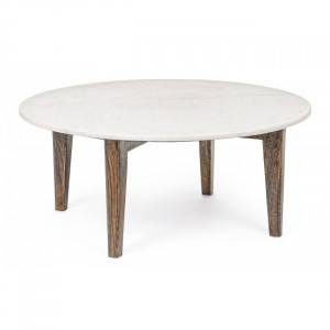 Masa de cafea alba/maro din marmura 75 cm Sylvester Bizzotto