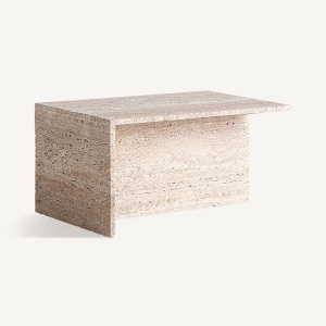 Masa de cafea bej din piatra 50x80 cm Theuville Vical Home