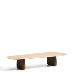 Masa de cafea crem/neagra din piatra 65x147 cm Pirita Kave Home