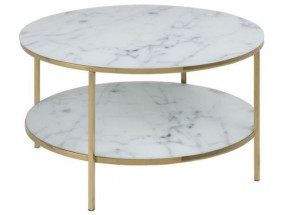 Masa de cafea din sticla alba 80 cm Alisma Round Quiet Object