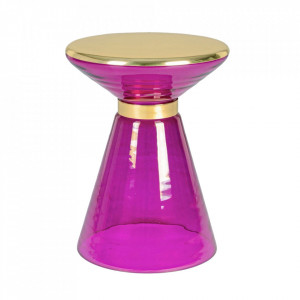 Masa de cafea lila/aurie din sticla 36 cm Meriel Bizzotto