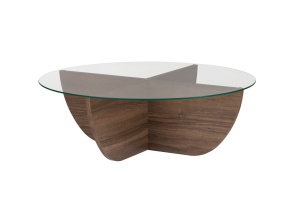 Masa de cafea maro/transparenta din sticla 90 cm Liya Nordure