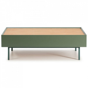 Masa de cafea maro/verde din lemn 60x110 cm Arista Teulat
