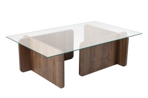Masa de cafea neagra din sticla 65x105 cm Flavio Walnut Nordure