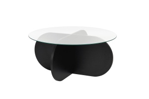 Masa de cafea neagra/transparenta din sticla 75 cm Aeris Nordure