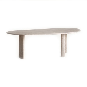 Masa dining alb antic din piatra 105x234 cm Thiennes Vical Home