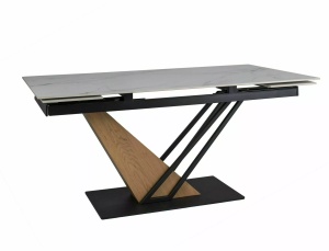 Masa dining extensibila alba/maro din metal 90x160(220) cm Genesis The Home Collection