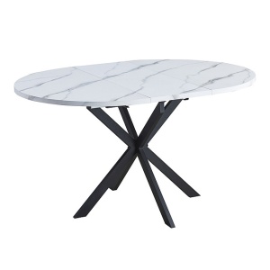 Masa dining extensibila alba/neagra din metal 100(135) cm Gaston The Home Collection