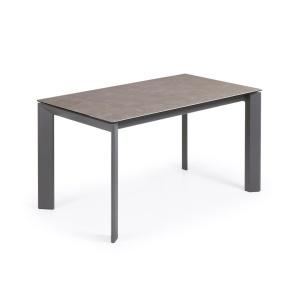Masa dining extensibila maro din metal 90x(140)200 cm Axis Vulcano Ash Kave Home