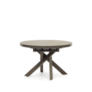 Masa dining extensibila maro/neagra din metal 120(160) cm Vashti Marble Kave Home