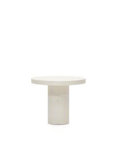 Masa dining exterior alba din ciment 90 cm Aiguablava Kave Home