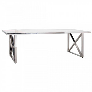Masa dining gri din marmura si inox 94x240 cm Levanto Richmond Interiors