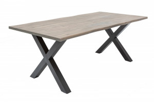 Masa dining gri/neagra din lemn si fier 89x160 cm Genesis Acacia Mini Invicta Interior