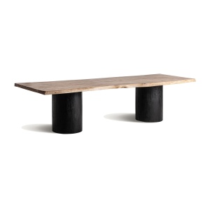 Masa dining maro/neagra din lemn 110x320 cm Knaith Vical Home