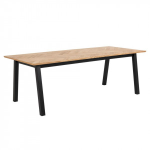 Masa dining maro/neagra din lemn de stejar si MDF 95x220 cm Brighton Actona Company
