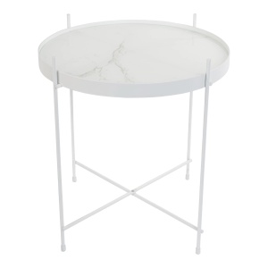 Masa laterala alba din metal 43 cm Cupid Zuiver