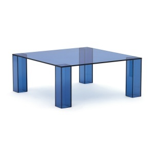 Masa laterala albastra din sticla 85x85 cm Adularia Kave Home