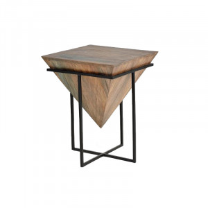 Masa laterala maro/neagra din lemn 50x50 cm Geometry Giner y Colomer