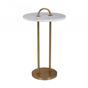 Masuta alba/aurie din piatra si inox 36 cm Dexter Richmond Interiors