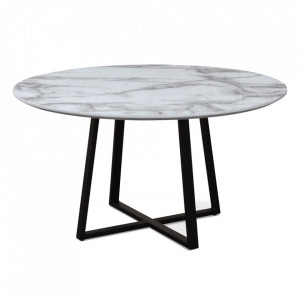 Masuta de cafea alba/neagra din MDF si metal 80 cm Frank The Home Collection