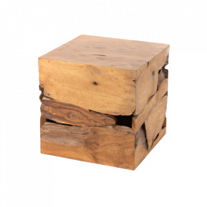 Masuta de cafea maro din lemn de tec 45x45 cm Cube Amadeus