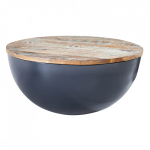 Masuta de cafea maro/gri din lemn si metal 70 cm Jakarta The Home Collection
