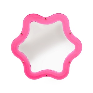 Oglinda cu LED roz din plastic 78x86 cm Supercurve Flower Tiny Seletti