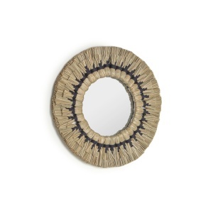 Oglinda rotunda maro din fibre naturale 40 cm Akila Kave Home