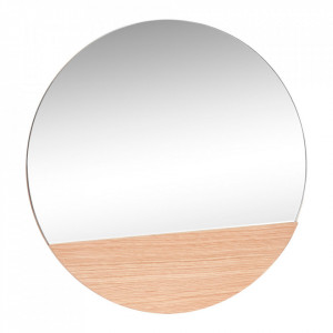 Oglinda rotunda maro din lemn 50 cm Crescent Hubsch