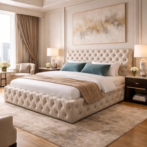 Pat bej din textil 180x200 cm Mila FURPOL